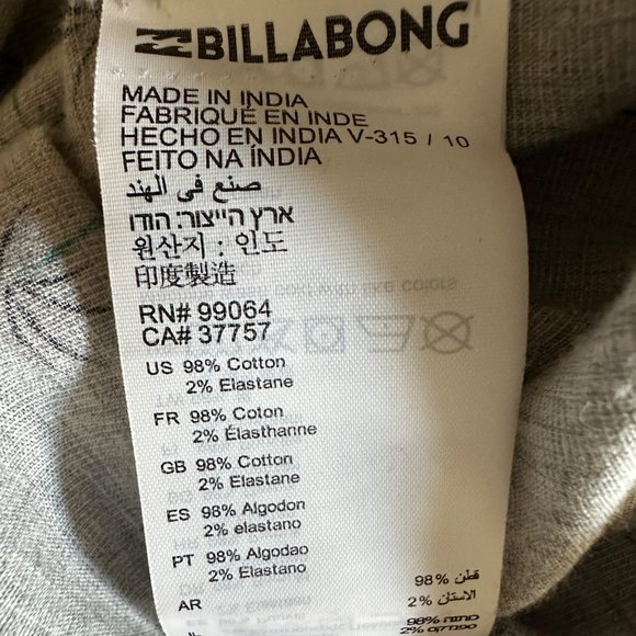 Billabong men’s size L gray palm tree print button front short sleeve shirt - Picture 6 of 11